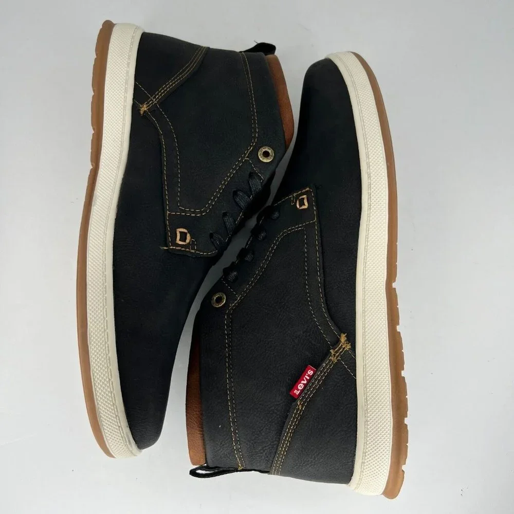 Levis Mens 51927941A Black Goshen Waxed Lace Up High Top Size 13 Ankle Sneakers